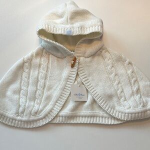 Cozy Cream Knit Hooded Cape for Kids